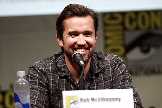 Rob McElhenney speaking at the San Diego Comic Con International, at the San Diego Convention Center in San Diego, California. Photo by Gage Skidmore under CC License.